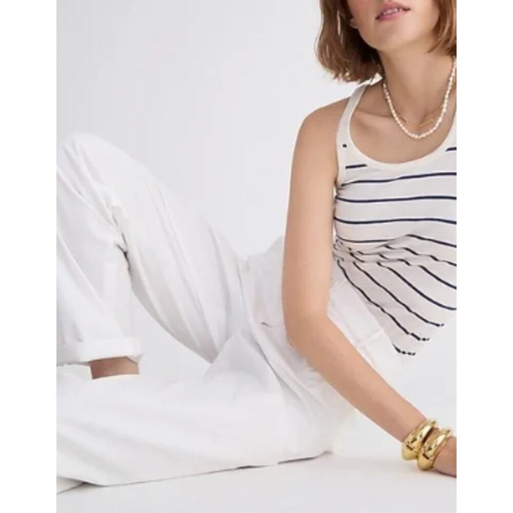 J. Crew Maritime Ripstop Cotton White Tapered Pants - Size 4